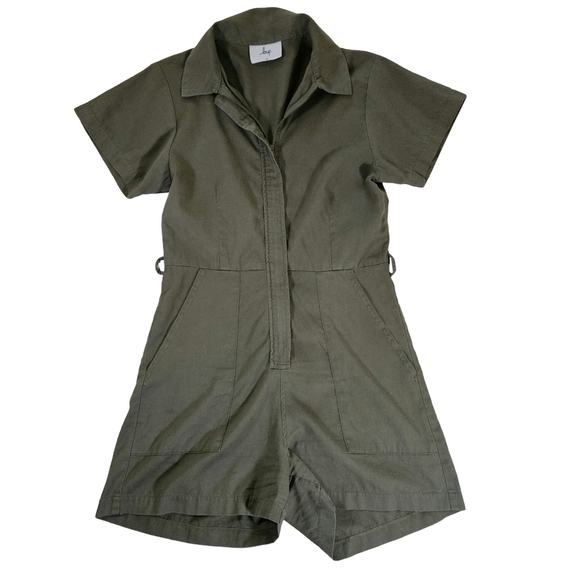 Loup Short Zip Up Romper, Army Green, XS - Picture 5 of 16